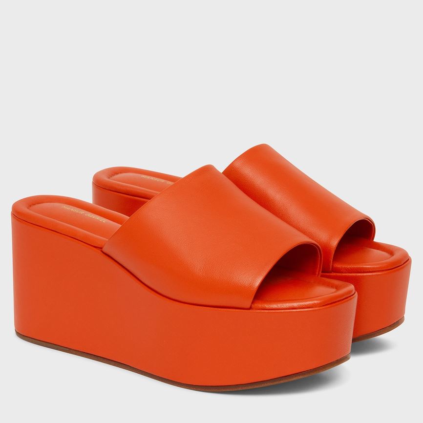 Women\'s Mansur Gavriel Platform Mules Orange | AU 7548MG